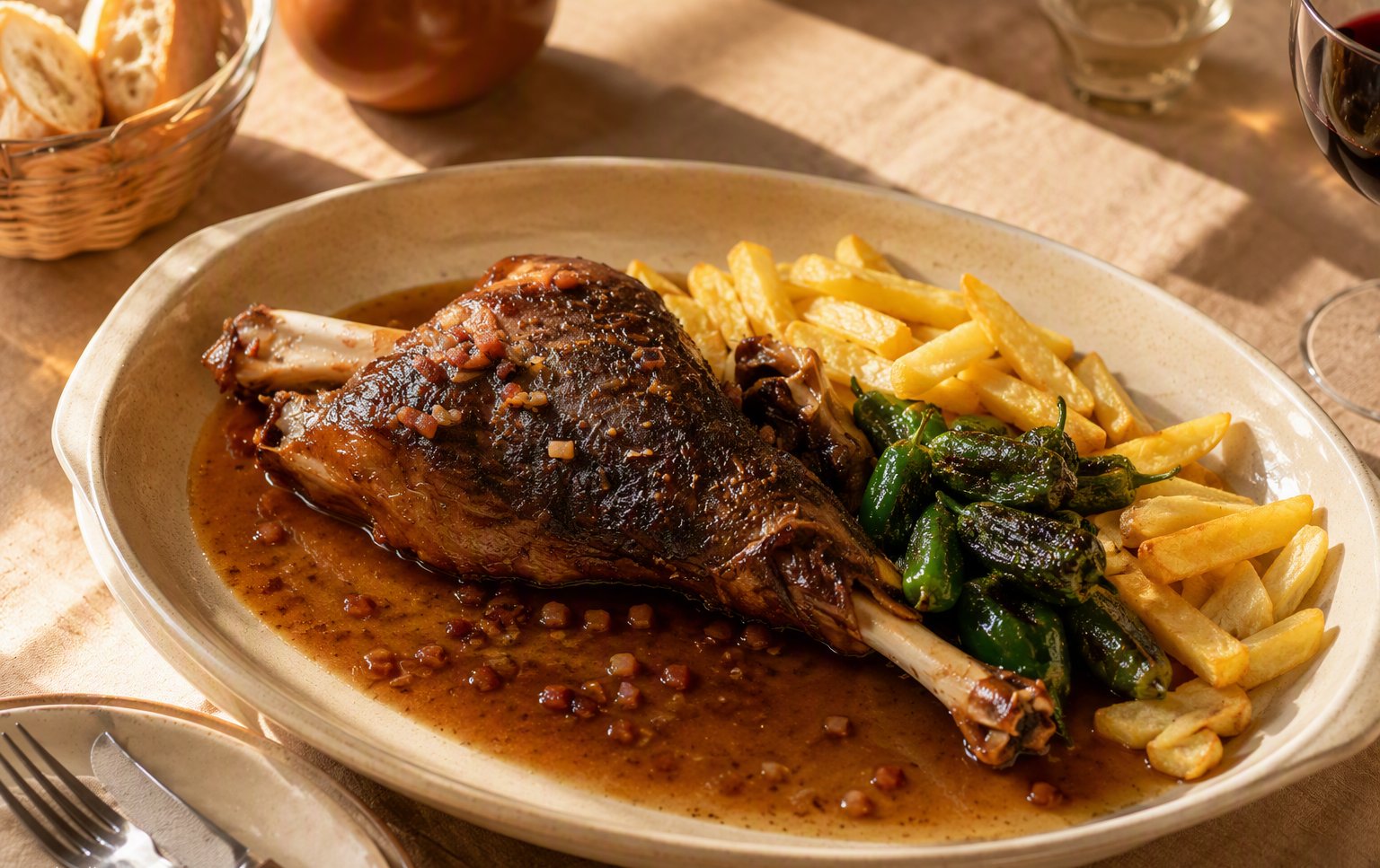 Pierna de cordero — slow-roasted lamb shank